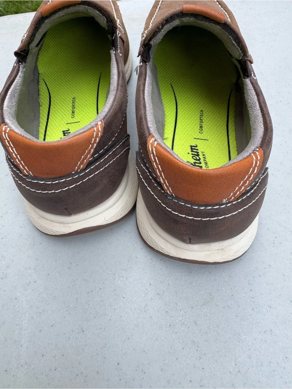Florsheim Brown Suede Slip-On Loafers with Lime-Green Insole